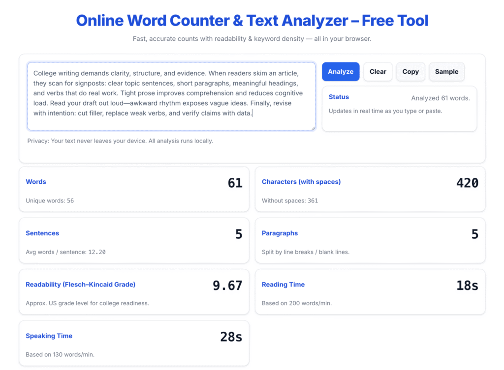 Online Word Counter